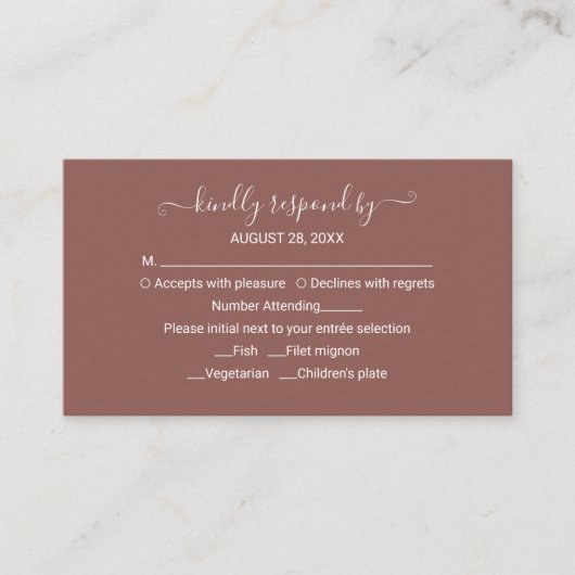 Monogram Terracotta Wedding RSVP Enclosure Card Begleitkarte (Vorderseite)