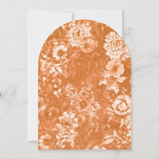 Monogram Terracotta White Floral Wedding Einladung (Rückseite)