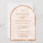 Monogram Terracotta White Floral Wedding Einladung (Vorderseite)