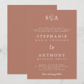 Monogram Terracotta Wildblume Wedding Einladung (Vorne/Hinten)