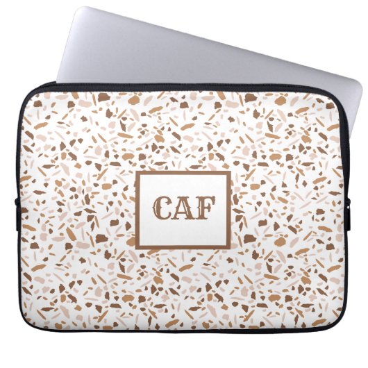 Monogram Terrazzo Brown and Beige and White Laptopschutzhülle (Vorderseite)