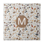 Monogram Terrazzo Moderner Stone-Look Fliese<br><div class="desc">Dieses Design kann personalisiert werden, indem Sie die Option Anpassen auswählen, um Text hinzuzufügen oder andere Änderungen vorzunehmen. Wenn dieses Produkt die Möglichkeit hat, das Design auf einen anderen Gegenstand zu übertragen, stellen Sie bitte sicher, dass das Design bei Bedarf angepasst wird. Kontaktieren Sie mich unter colorflowcreations@gmail.com , wenn Sie...</div>