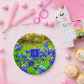 Monogram Texas Bluebonnets & Indian Paintbrush Pappteller (Party)