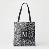 Monogram Text Floral Blume Graustufen Tasche (Vorderseite)