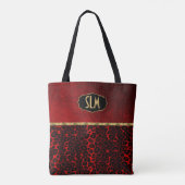 Monogram Textur Rot und Leopard Muster Tasche (Rückseite)
