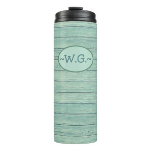 Monogram Thermal TumbDriftwood Beach Design.Jade Thermosbecher