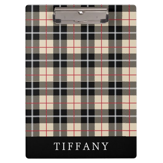 Monogram Thomson Kamel-Tartan-Karo-Muster Klemmbrett (Vorderseite)
