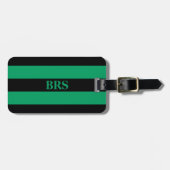 Monogram Three Black Strip auf Kleeblatt Green Gepäckanhänger (Vorderseite horizontal)