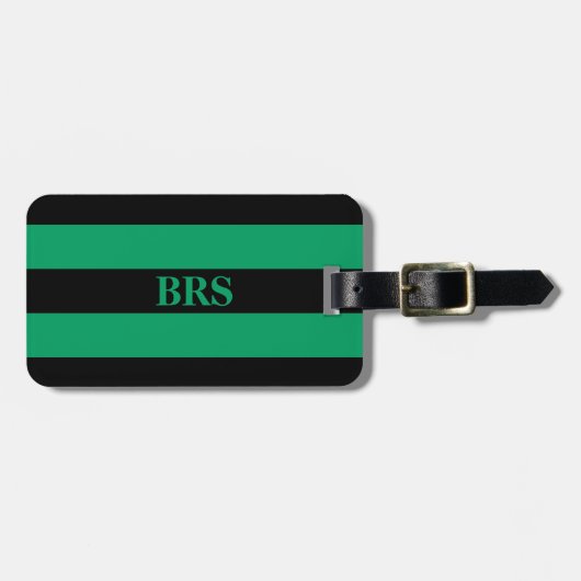 Monogram Three Black Strip auf Kleeblatt Green Gepäckanhänger (Vorderseite horizontal)