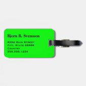 Monogram Three Black Strip on Lime Green Gepäckanhänger (Rückseite horizontal)