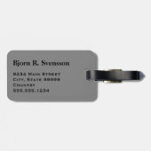 Monogram Three Black Stripe auf Medium Gray Gepäckanhänger (Rückseite horizontal)