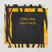 Monogram Tiger Black and Orange Print Pattern Einladung (Vorne/Hinten)