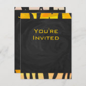 Monogram Tiger Black and Orange Print Pattern Einladung (Vorne/Hinten)