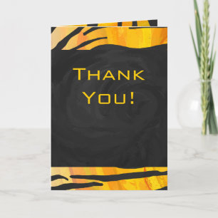 Monogram Tiger Black and Orange Print Pattern Karte