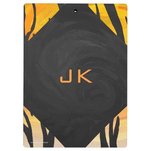 Monogram Tiger Black and Orange Print Pattern Klemmbrett (Rückseite)