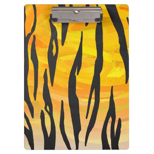 Monogram Tiger Black and Orange Print Pattern Klemmbrett (Vorderseite)