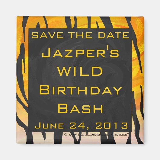 Monogram Tiger Black and Orange Print Pattern Magnet (Vorne)