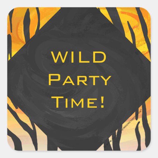 Monogram Tiger Black and Orange Print Pattern Quadratischer Aufkleber (Vorderseite)