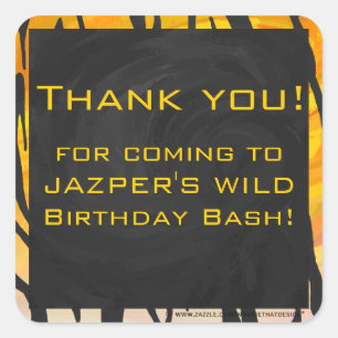 Monogram Tiger Black and Orange Print Pattern Quadratischer Aufkleber