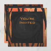Monogram Tiger Hot Orange und Schwarz Print Muster Einladung (Vorne/Hinten)