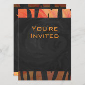 Monogram Tiger Hot Orange und Schwarz Print Muster Einladung (Vorne/Hinten)