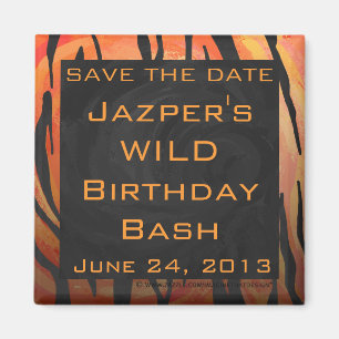 Monogram Tiger Hot Orange und Schwarz Print Muster Magnet