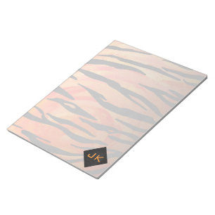 Monogram Tiger Hot Orange und Schwarz Print Muster Notizblock