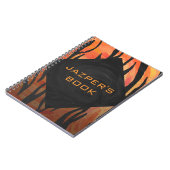 Monogram Tiger Hot Orange und Schwarz Print Muster Notizblock (Linke Seite)
