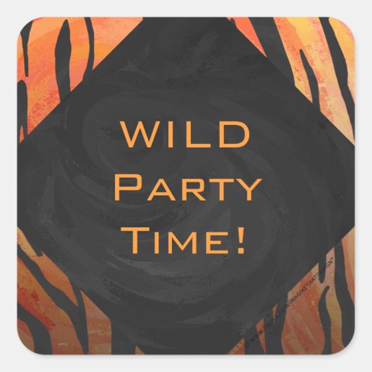 Monogram Tiger Hot Orange und Schwarz Print Muster Quadratischer Aufkleber (Vorderseite)