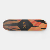 Monogram Tiger Hot Orange und Schwarz Print Muster Skateboard (Horizontal)