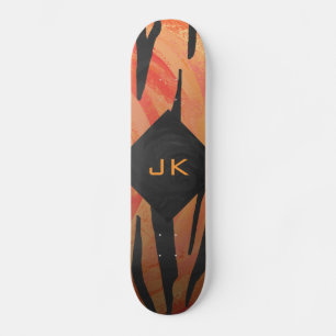 Monogram Tiger Hot Orange und Schwarz Print Muster Skateboard