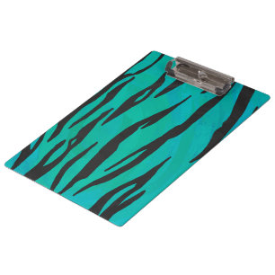 Monogram Tiger Schwarz und Aquamarines Druckmuster Klemmbrett