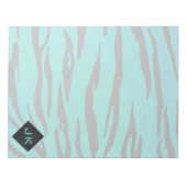 Monogram Tiger Schwarz und Aquamarines Druckmuster Notizblock (Vorderseite)