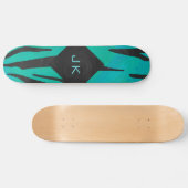 Monogram Tiger Schwarz und Aquamarines Druckmuster Skateboard (Horizontal)