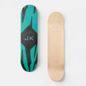 Monogram Tiger Schwarz und Aquamarines Druckmuster Skateboard (Vorderseite)