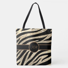 Monogram Tiger Stripe Golden Glitzer Girly Tasche