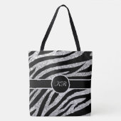 Monogram Tiger Stripe Silver Glitzer Sparkle Girly Tasche (Vorderseite)