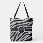 Monogram Tiger Stripe Silver Glitzer Sparkle Girly Tasche (Rückseite)