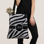 Monogram Tiger Stripe Silver Glitzer Sparkle Girly Tasche (Von Nahem)