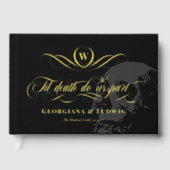 Monogram Til Death Do us Part Skull Goth Wedding Gästebuch (Vorderseite)