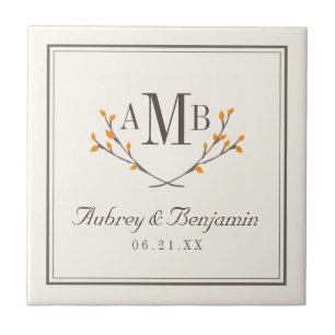 Monogram-Tile mit Bissful Branches Fliese