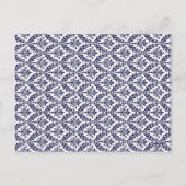 Monogram-Tischnummer für den Navy Blue Damask Postkarte (Rückseite)