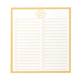 Monogram To Do List Minimalist Yellow Name Notizblock