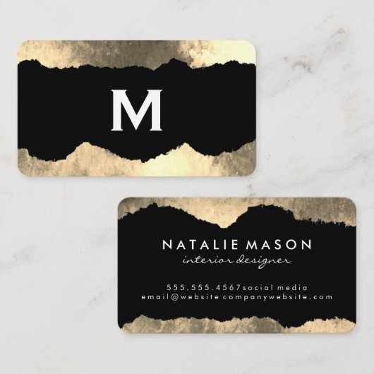 Monogram Torn Glamour Grunge Visitenkarte (Vorne/Hinten)