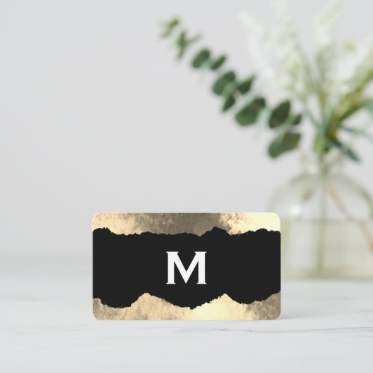 Monogram Torn Glamour Grunge Visitenkarte (Stehend Vorderseite)