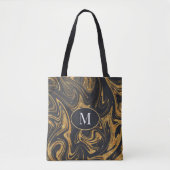 Monogram Tote Bag Gold Glitzer auf grauem Hintergr Tasche (Vorderseite)