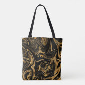 Monogram Tote Bag Gold Glitzer auf schwarzem Hinte Tasche (Rückseite)