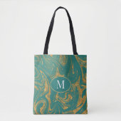 Monogram Tote Bag Gold Glitzer auf schwarzem Hinte Tasche (Vorderseite)