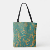 Monogram Tote Bag Gold Glitzer auf schwarzem Hinte Tasche (Rückseite)