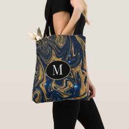 Monogram Tote Bag Gold Glitzer im nächtlichen Hint Tasche